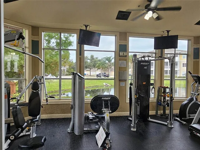 a view of a workspace with gym equipment