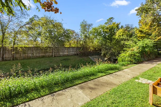 a view of a garden with a pathway
