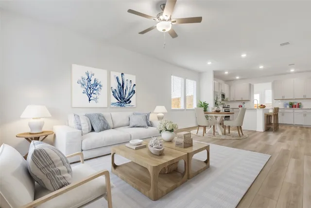 a living room with furniture