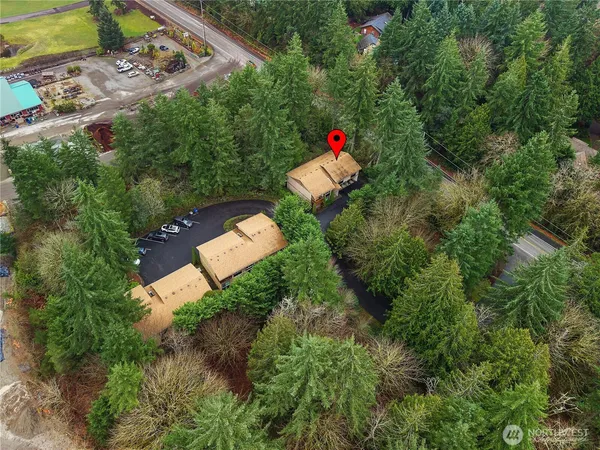 an aerial view of a house