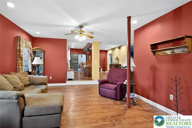 a living room with furniture