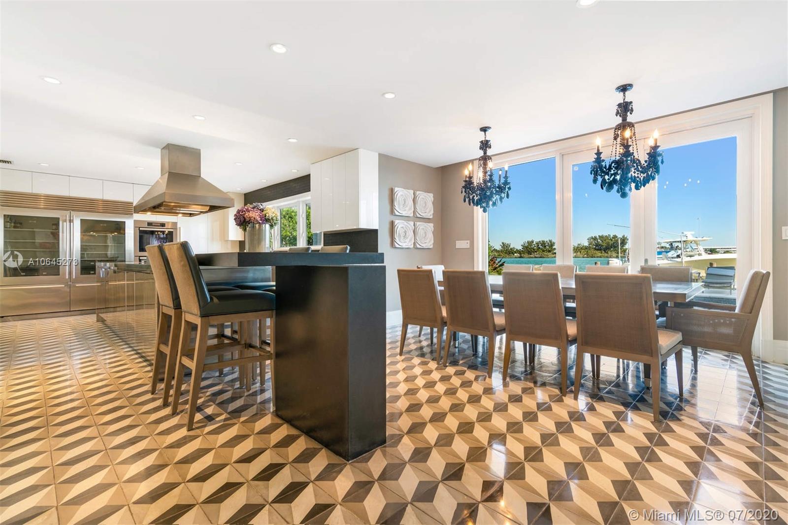1475 North View Drive Miami Beach, FL 33140 - Photo 14 of 27 a dining hall with stainless steel appliances kitchen island granite countertop a dining table and chairs