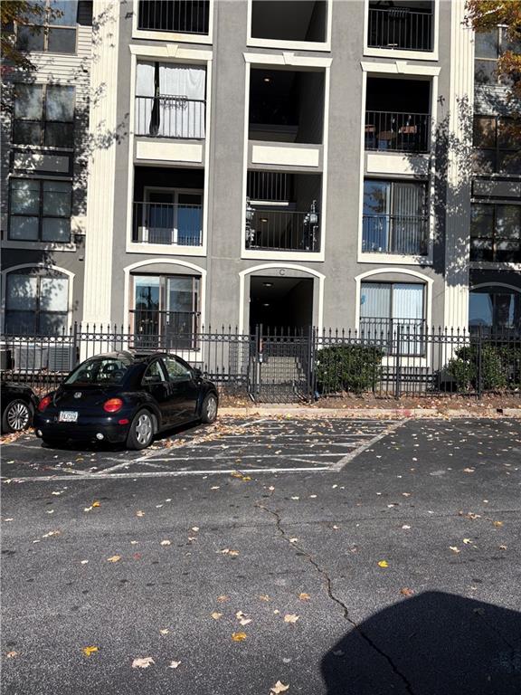 a car parked in front of a building