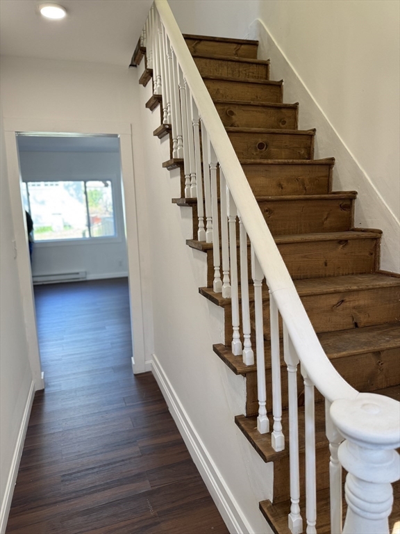 193 Freedom Street Athol, MA 01331 - Photo 17 of 37 a view of staircase with wooden floor and white walls