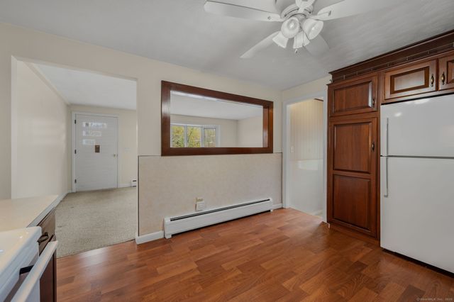 an empty room with a workbench