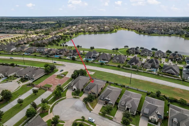 an aerial view of a city with houses