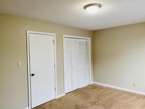 an empty room with closet area