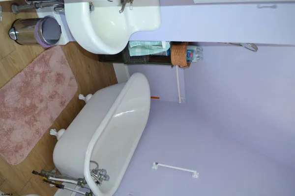 a bathroom with a bathtub