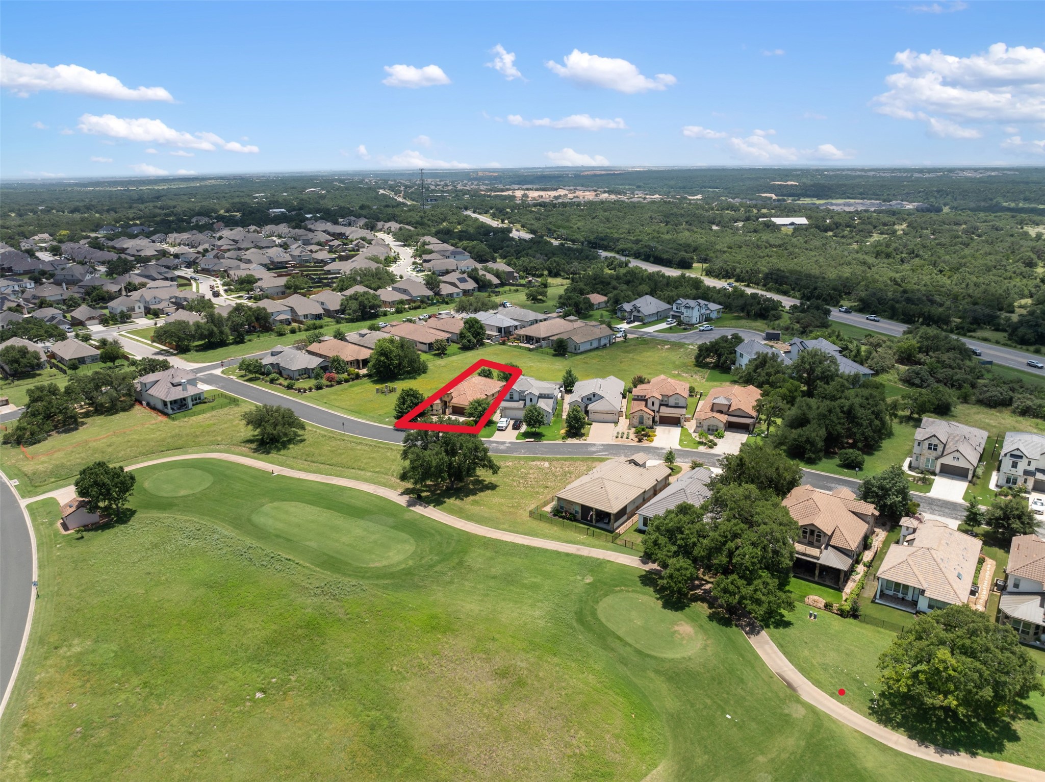 109 Limestone Drive Georgetown, TX 78628 - Photo 39 of 40 an aerial view of residential houses with outdoor space and trees