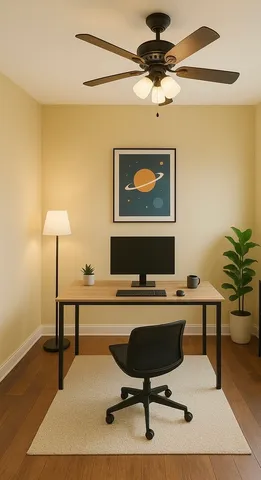 a bedroom with a bed and a lamp on dresser