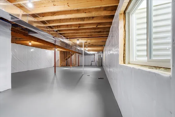 a view of a room with a window