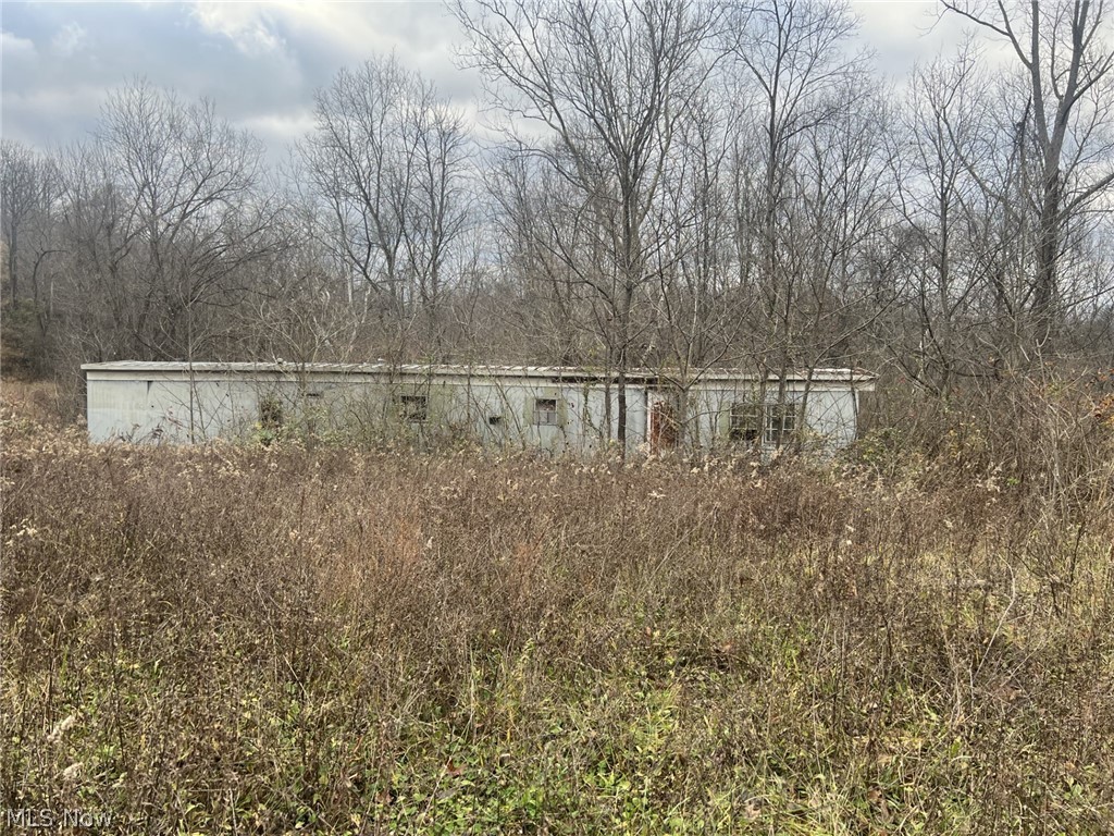 View of yard with an outbuilding and a forest view