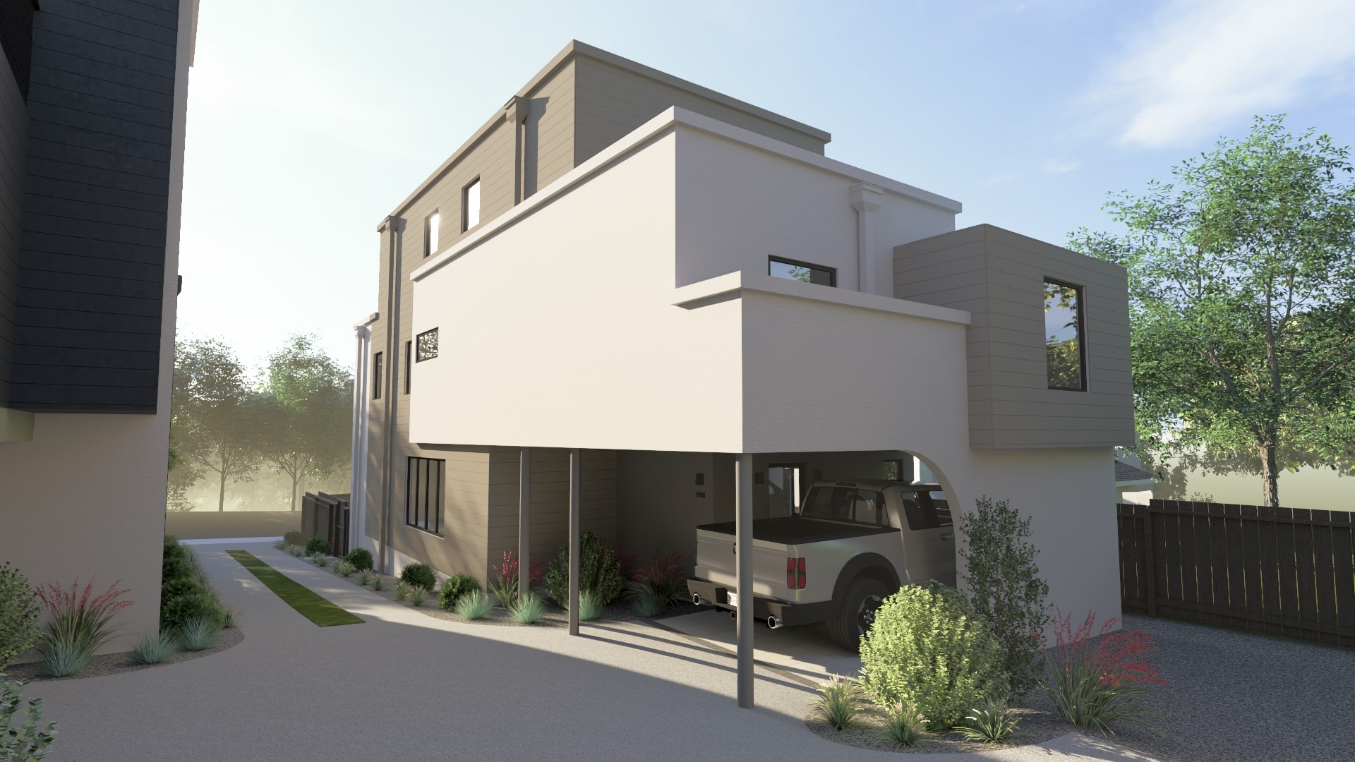 2908 Glen Rae Street, Unit 1 Austin, TX 78702 - Photo 7 of 8 Rear view of property featuring stucco siding and a carport