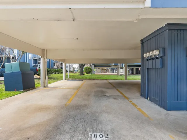 a view of a garage with door