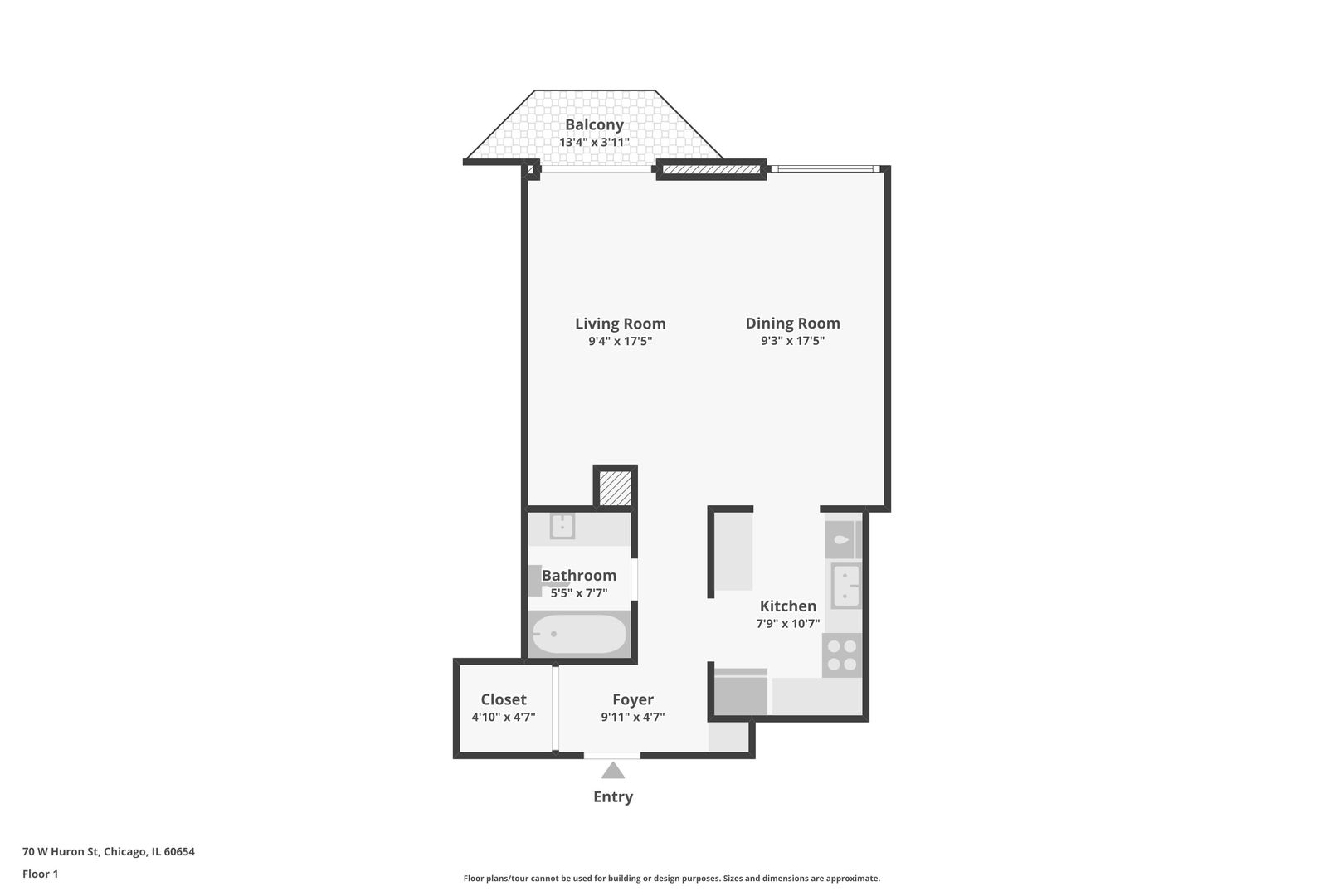70 West Huron Street, Unit 2210 Chicago, IL 60654 - Photo 18 of 18 a picture of a floor plan