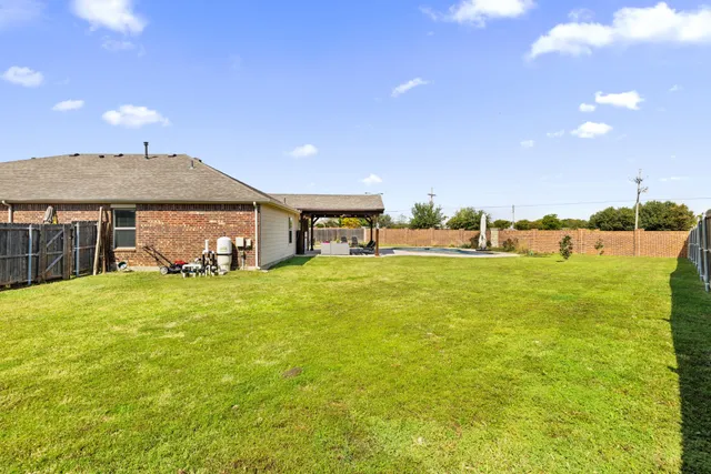 an aerial view of a swimming pool