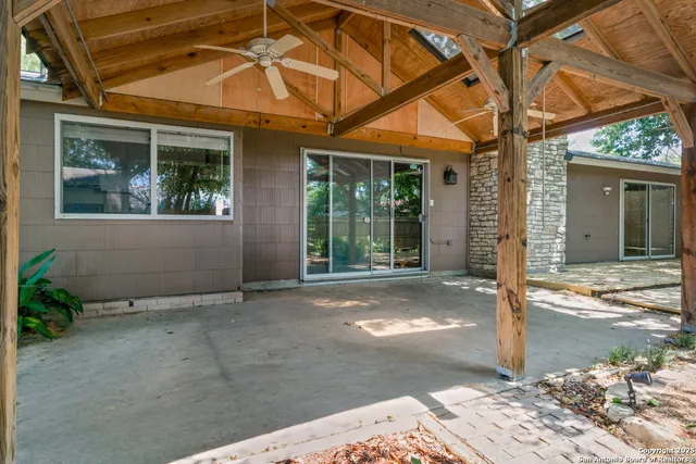 a view of backyard with large tree