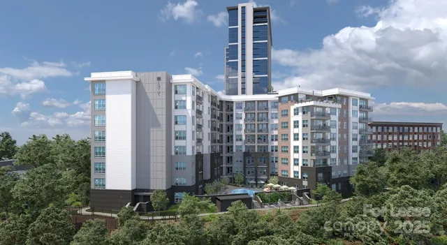 a city view with tall buildings