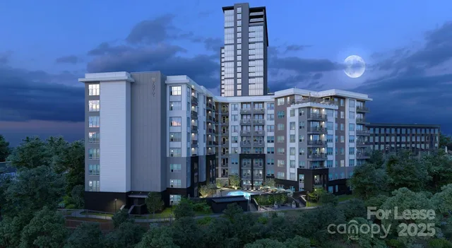 a aerial view of a building with garden