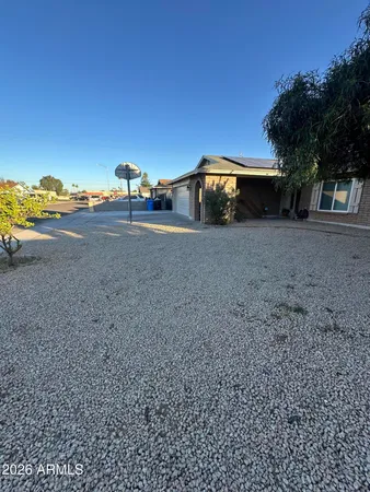 a view of a yard with a tree