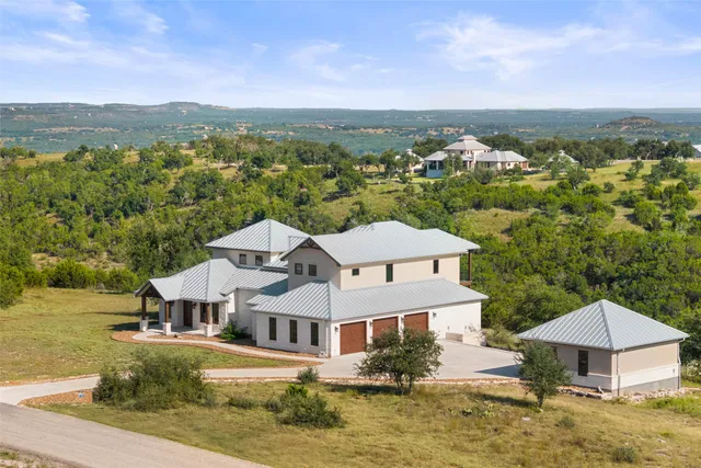 an aerial view of a house