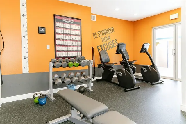 a room with gym equipment
