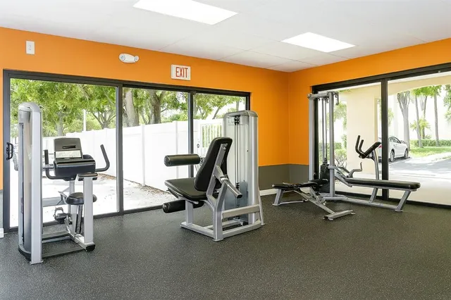 a view of a room with gym equipment