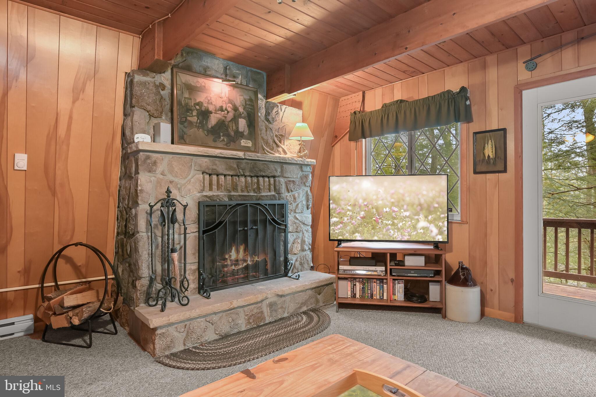 2702 Mayhew Inn Road Oakland, MD 21550 - Photo 11 of 87 Living Room | Deck Access Fireplace