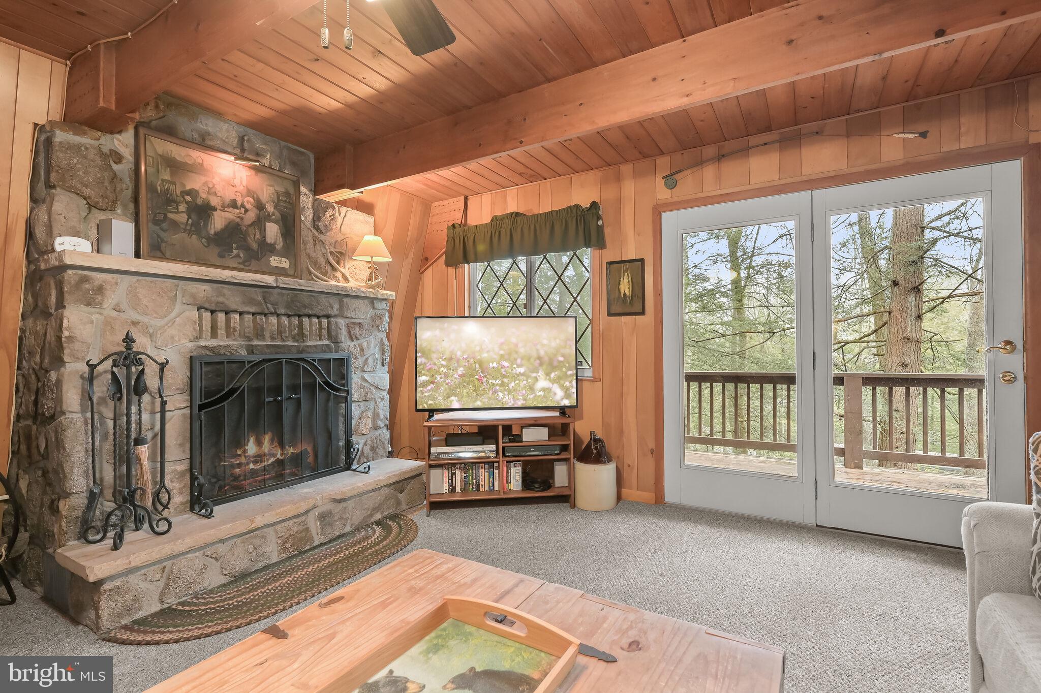 2702 Mayhew Inn Road Oakland, MD 21550 - Photo 12 of 87 Living Room | Deck Access Fireplace