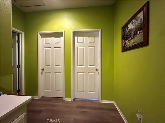 a view of a bathroom with a door