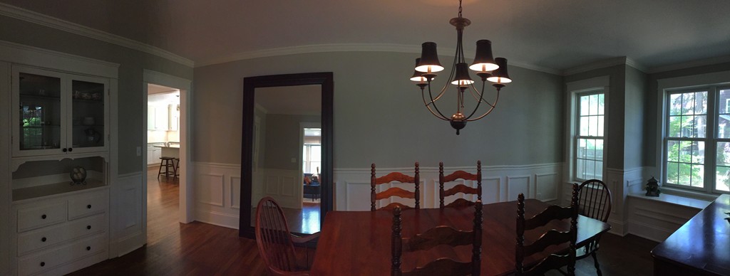 75 Lawton Road Needham, MA 02492 - Photo 3 of 6 a view of a dining room with furniture and chandelier