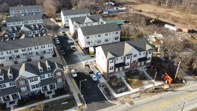 an aerial view of multiple houses