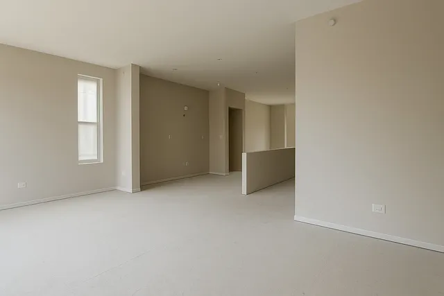 an empty room with windows