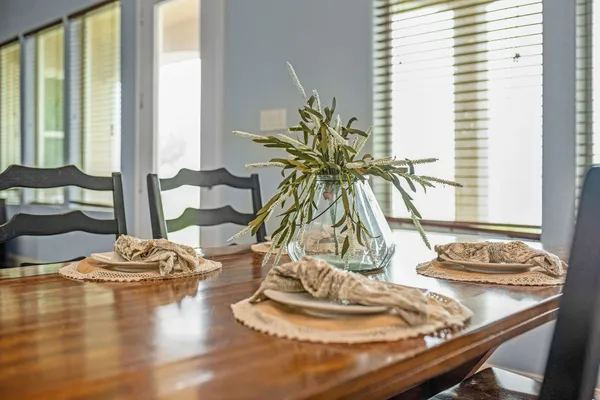 a view of a room that has a bench in it