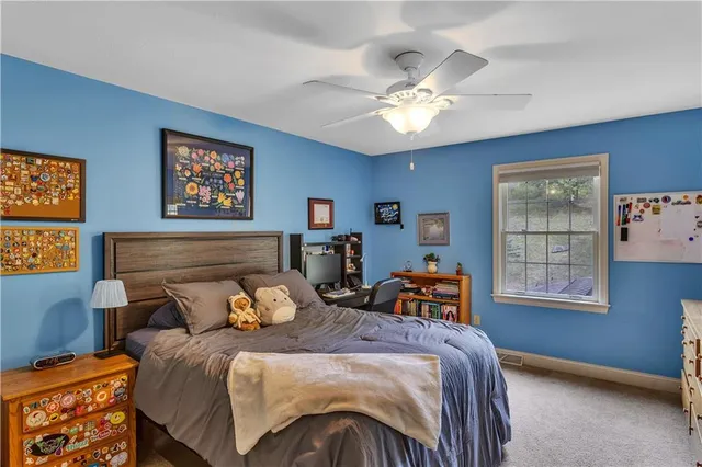 a room with furniture and a book shelf