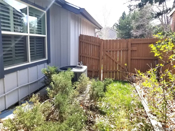 a view of small garden with statue