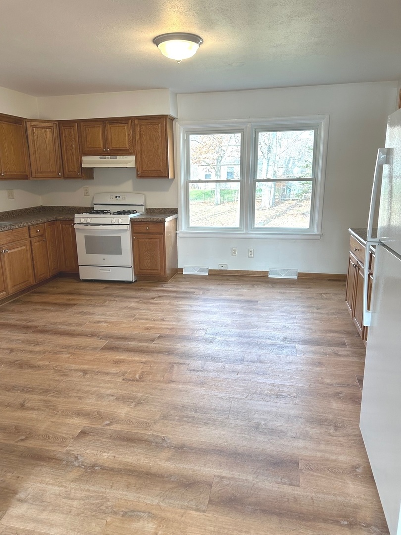249 West Nebraska Street Frankfort, IL 60423 - Photo 6 of 18 a kitchen with granite countertop a refrigerator and a stove top oven