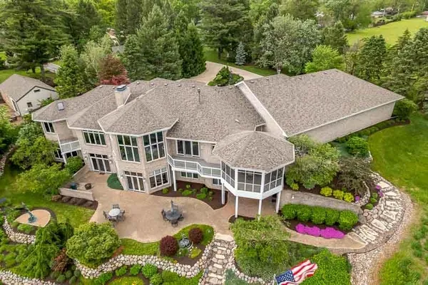 an aerial view of a house