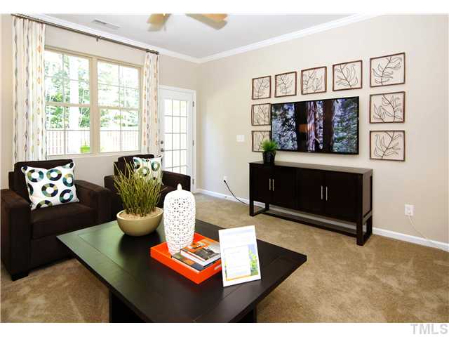 764 Wickham Ridge Road, Unit 108 Apex, NC 27539 - Photo 10 of 20 a living room with furniture a rug and a large window