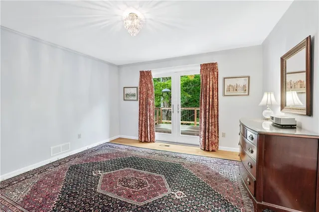 a view of a livingroom with a large window