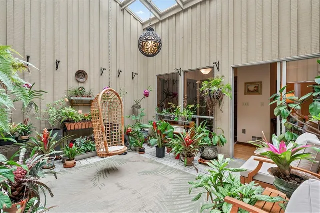 a front view of a house having patio