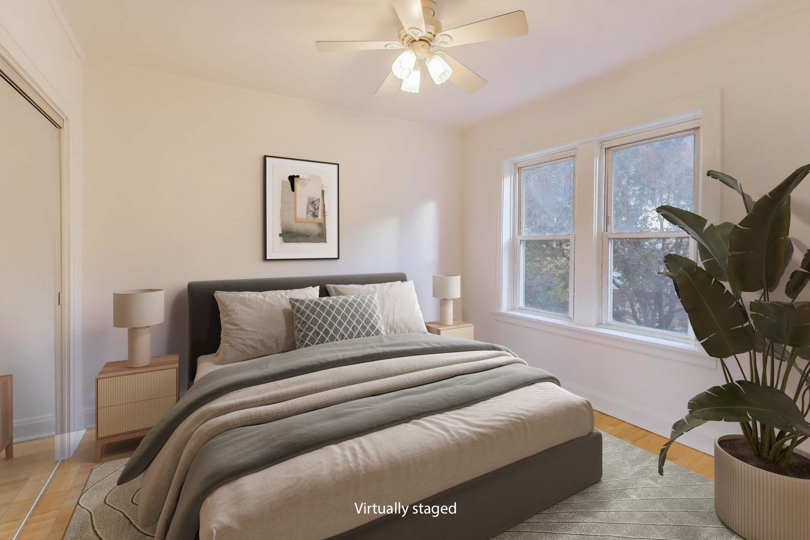 7346 Lake Street, Unit 2W River Forest, IL 60305 - Photo 6 of 30 a bedroom with a bed and a flat screen tv