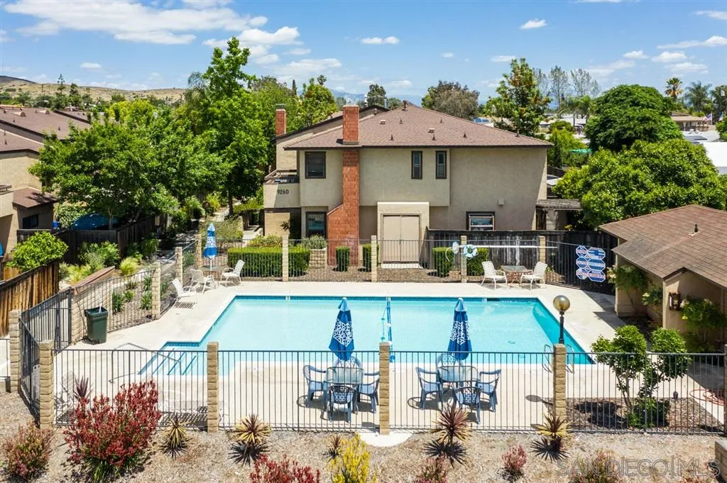 9204 Mast Boulevard, Unit 40 Santee, CA 92071 - Photo 19 of 21 an aerial view of a house with swimming pool and furniture