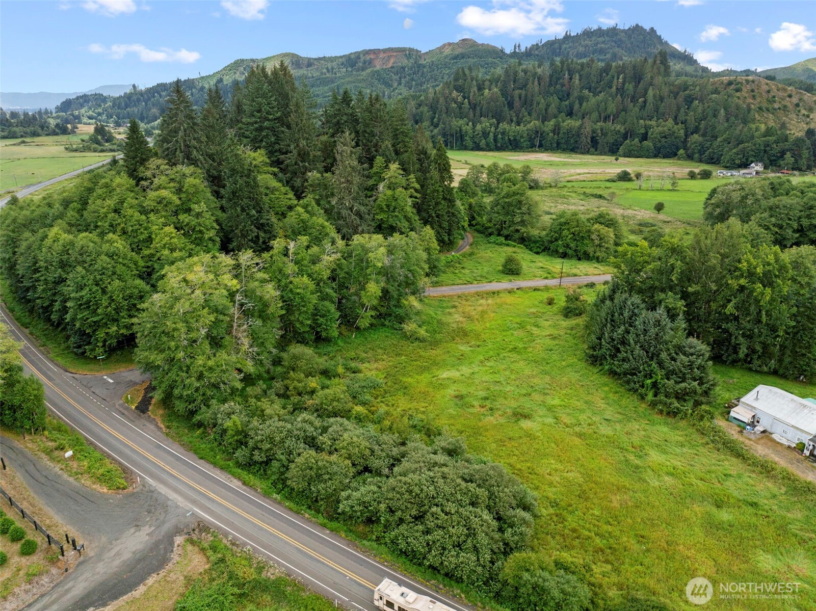 a view of a back yard from a window