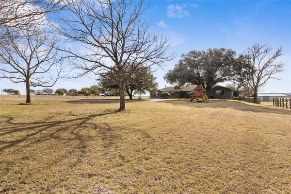 a view of a yard with a tree