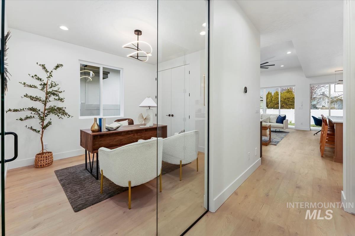 6248 West Elmer Street Boise, ID 83703 - Photo 19 of 40 Office space featuring recessed lighting, light wood-style floors, and a ceiling fan