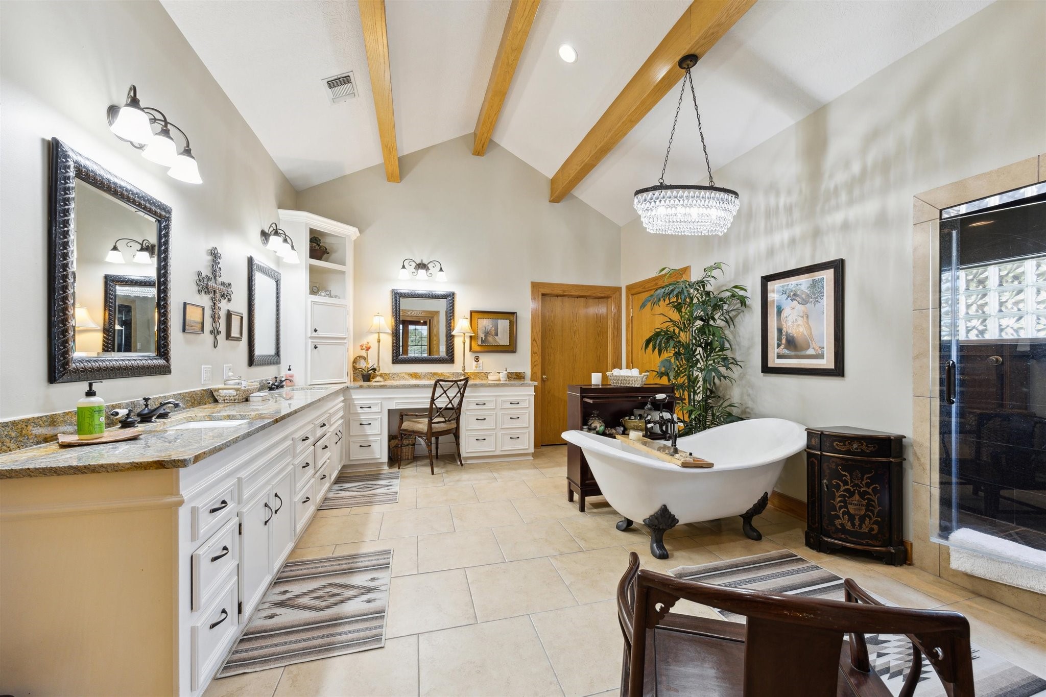 1224 Haines Road Sheridan, TX 77475 - Photo 26 of 49 Primary bath with soaking tub, shower and two oversized walk in closets.