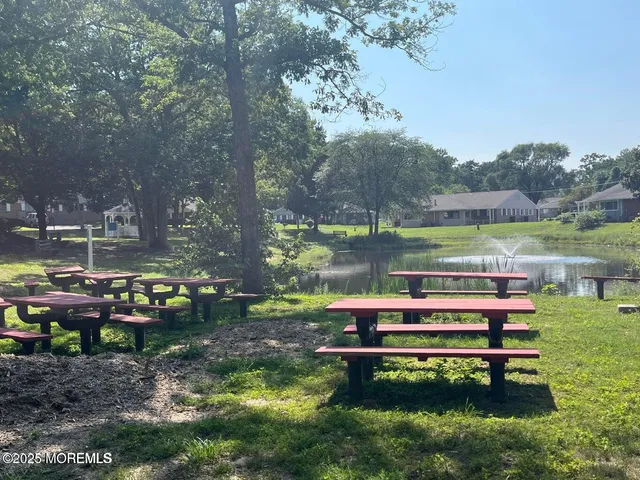 a view of swimming pool from a window