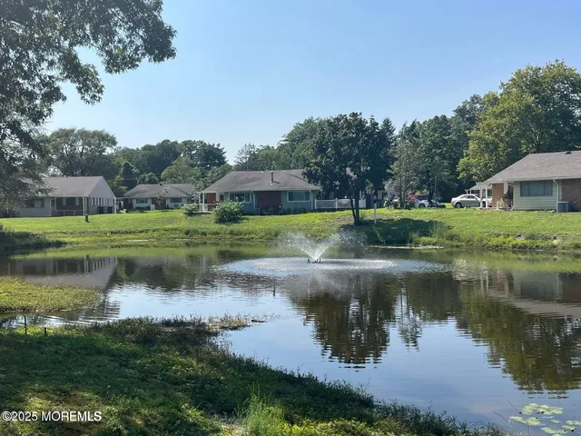 a view of a lake view with a garden