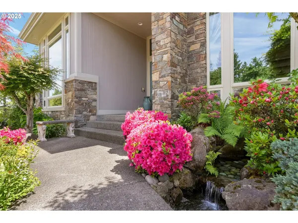 a view of a flower arrangement in backyard
